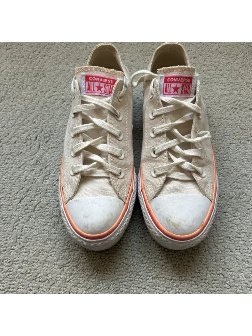 Converse Chuck Taylor All Star Platform Women's Size 5 Pink Beige Sneakers - Picture 5 of 10
